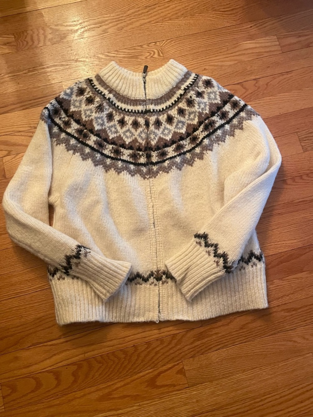 Icelandic Scandinavian Style Cardigan Sweater Zip Up size S/M